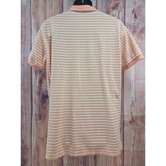 Polo Ralph Lauren Mens Orange Striped Cotton Polo Shirt Large - Picture 2 of 7